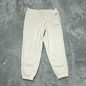 Puma Fleece Jogger Sweatpants XXL Beige Drawstring Elastic Cuffs a1560